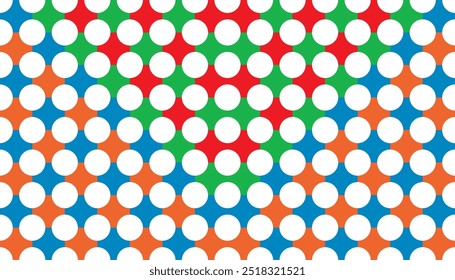 Circle geometric seamless pattern with artistically arranged square background