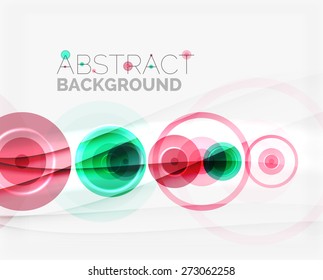 Circle geometric shape composition abstract vector background with crumpled paper effect