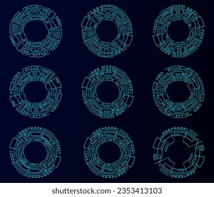 Circle geometric shape futuristic interface technology modern hud vector design.