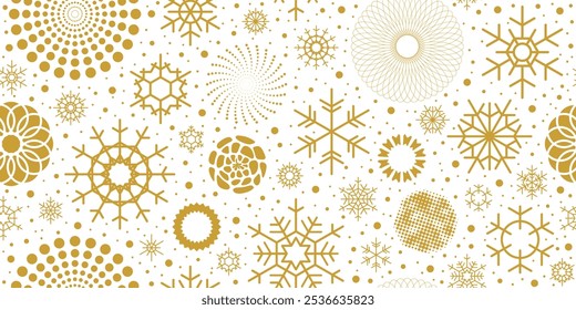 Formas geométricas del círculo y copos de nieve, modelo inconsútil, fondo del Vector del invierno
