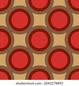 Circle geometric shapes. Vector EPS 10. Colorful digital illustration for textile design, packaging design. Wrapping paper print. Seamless pattern. Graphic design element. 70s funk style. 