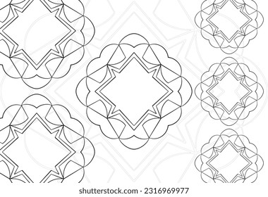 Geometría circular elemento decorativo composición ornamental ornamento patrón de dibujo a mano alzada línea de impresión fondo postal