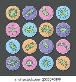 A circle of Germs and Bacteria - vector illustration - green germs - Dark background