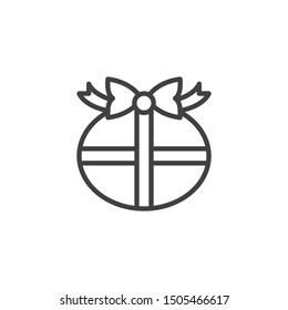 Circle gift box line icon. linear style sign for mobile concept and web design. Gift box with bow ribbon outline vector icon. Symbol, logo illustration. Vector graphics