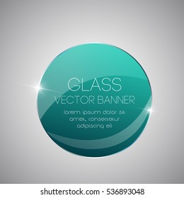 Circle glass banners shine shape template on gray background