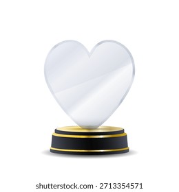Prêmio de troféu de vidro de círculo com bordas brilhantes, reflexões de luz suave e símbolo gravado de coroa de louro perfeito para gráficos de cerimônia modernos, visuais de celebração premium e apresentações de vetor realista