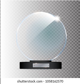 Circle Glass Trophy Award. Vector illustration isolated on transparent background EPS 10