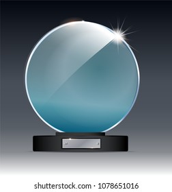 Circle Glass Trophy Award. Vector illustration isolated on grey background EPS 10