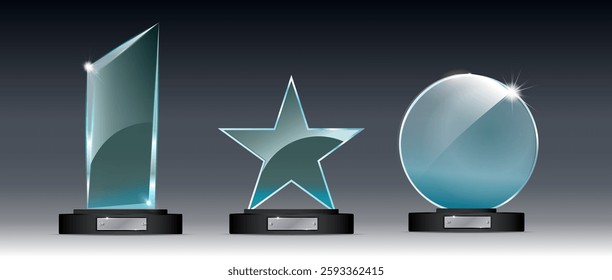 Circle Glass Trophy Award. Vector illustration isolated on transparent background