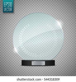 Circle Glass Trophy Award. Vector illustration isolated on transparent background