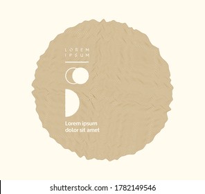 Círculo con efecto de fallo. Resumen de elementos a rayas con ilusión óptica. Ilustración vectorial para portada, afiche, pancarta o volante. 