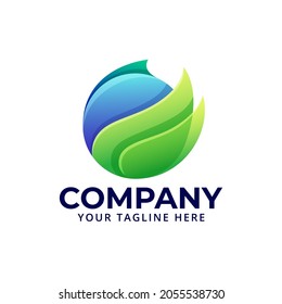 Circle globe earth nature modern logo