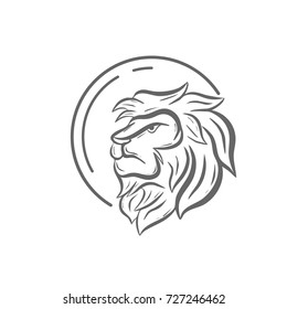 circle globe elegant lion draw