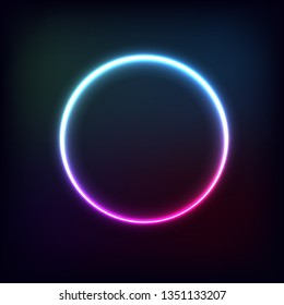 
Circle with glowing banded banner. light shine