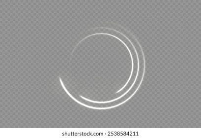 Circle of glowing light explodes on a transparent background. White circle frame. Glowing neon round frame. Set of neon glowing circles. Glowing rings on a dark background. Vector sparkles. To center 