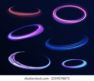 Circle glowing light explodes on a transparent background. Png sparkling magical dust particles, bright Star. Transparent shining sun, bright flash, png, effect, wave,neon,line.