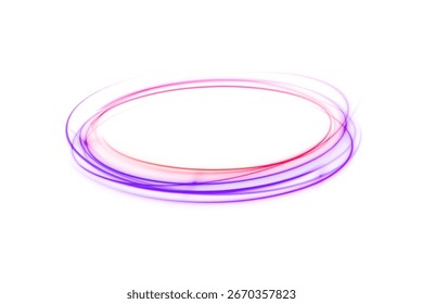 Circle glows with neon line and sparkling particle swirl across abstract background creating dynamic vector motion and bright effect