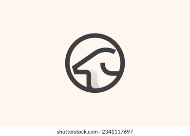 circle goat lineart vector template logo design