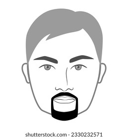 Circle Goatee Beard style men in face illustration Facial hair mustache. Vector grey black portrait male Fashion template flat barber collection set. Stylish hairstyle isolated outline on white