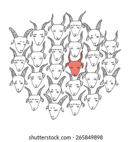 Circle goats illustration in vector