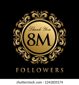 Circle Gold 8 M Thank You Follower Design For Social Network and Social Media Follower