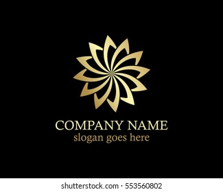 circle gold abstract flower logo