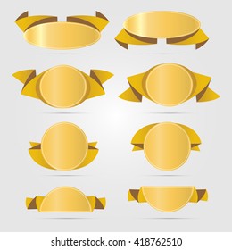 Circle gold banners vector