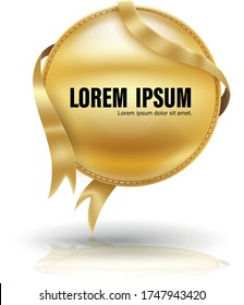 Circle gold big banner and gold ribbon hight quality vector illustration for element promotion information and advertising.