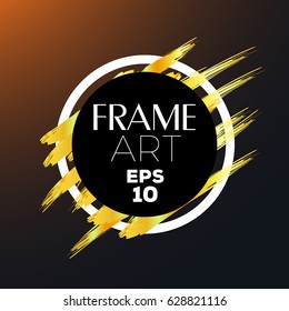 Circle with gold brush Frame Art. Background Flat Design (for Logos Flyers Covers Posters Banner) Vector illustration.