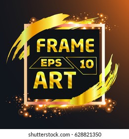 Circle with gold brush Frame Art. Background Flat Design (for Logos Flyers Covers Posters Banner) Vector illustration.