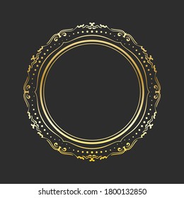 Circle gold frame, Elegant  element for design template with place for text, Golden shining border. Vector illustration