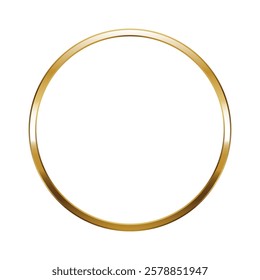 Circle gold frame. Isolated luxury round golden border. Gold ring flat frame mockup design element. Vector illustration.