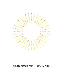 Circle gold frame. Gold sequins isolated on white background.