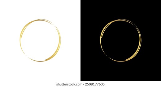 Vector del marco del oro del círculo. Gráfico de Plantilla de dibujo redondo dorado de anillo de pincel