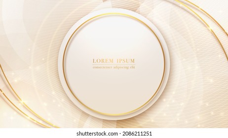 Circle gold and golden ring with lines wave pattern abstract background. Vector illustration