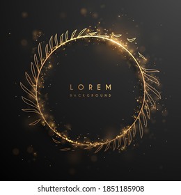 Circle gold laurel wreath with glow effect