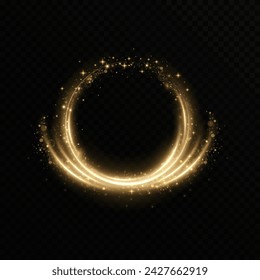 
Circle of gold particles. Shining sparkles. Frame. Vector image of a golden sparkling stardust circle.