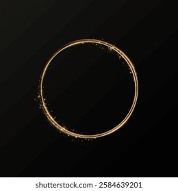 Circle of gold particles. Shining sparkles. Frame. Vector image of a golden sparkling stardust circle.
