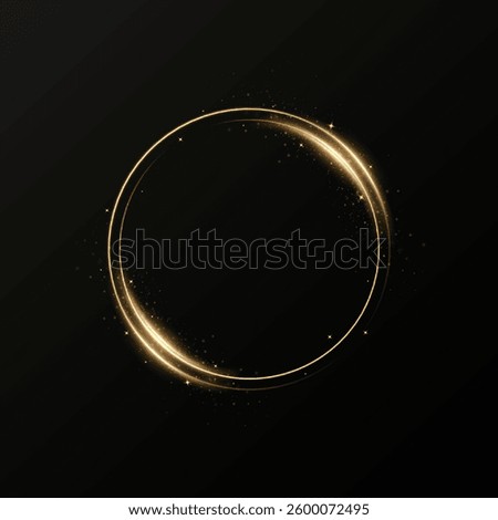 Circle of gold particles. Shining sparkles. Frame. Vector image of a golden sparkling stardust circle.