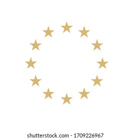 Circle of gold stars on a white background, vector