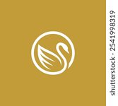 Circle Gold Swan Logo design vector template