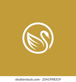 Modelo de vetor de design de logotipo Circle Gold Swan