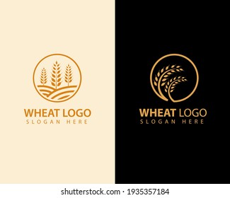 circle gold wheat logo symbol design illustration inspiration