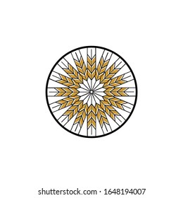 Circle gold wheat symbol vector logo design featuring elegant grain elements in a round emblem. Perfect for organic farms, bakery brands, agriculture businesses, natural food products, and eco labels.