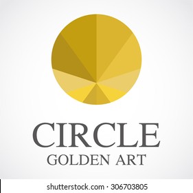 Circle golden art polygon abstract vector logo design template decoration geometric business icon company identity symbol concept