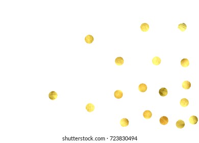 Circle golden confetti. Vector christmas background with rounded random yellow stardust. Glitter birthday celebration card. Flat falling glossy metallic sparkles. Luxury disco invitation Glowing print