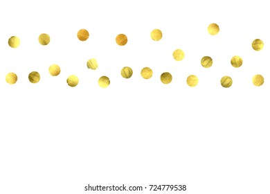 Circle golden confetti. Vector christmas background with rounded random yellow stardust. Glitter birthday celebration card. Flat falling glossy metallic sparkles. Luxury disco invitation Glowing print