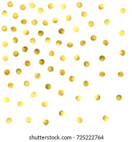Circle golden confetti. Vector christmas background with rounded random yellow stardust. Glitter birthday celebration card. Flat falling glossy metallic sparkles. Luxury disco invitation Glowing print