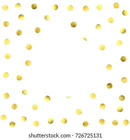 Circle golden confetti. Vector christmas background with rounded random yellow stardust. Glitter birthday celebration card. Flat falling glossy metallic sparkles. Luxury disco invitation Glowing print