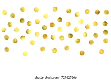 Circle golden confetti. Vector christmas background with rounded random yellow stardust. Glitter birthday celebration card. Flat falling glossy metallic sparkles. Luxury disco invitation Glowing print